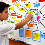 **

A student creating a colorful mind map on a large whiteboard, surrounded by textbooks and notes. The mind map has a central topic and branches expanding with keywords and related concepts. This illustrates effective memorization techniques.

**