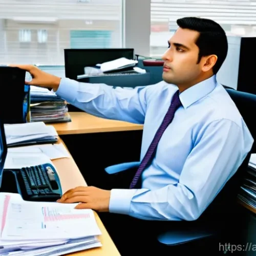 Home 25 행정관리사와 시간관리 노하우 - **Prompt**: An administrative professional, dressed in smart business casual attire like a neatly bu...